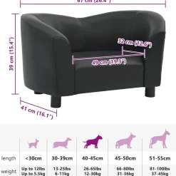 MAISON EXCLUSIVE - Canapé pour chien noir 67x41x39 cm similicuir