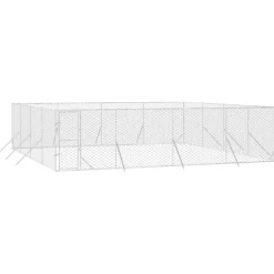 MAISON EXCLUSIVE - Chenil d'extérieur pour chiens argenté 8x8x2 m acier galvanisé