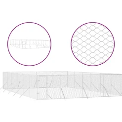 MAISON EXCLUSIVE - Chenil d'extérieur pour chiens argenté 8x12x2 m acier galvanisé