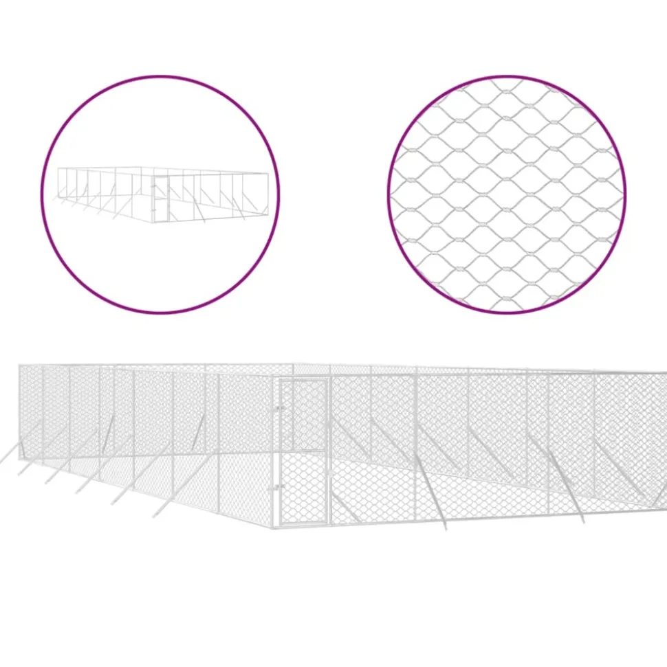 MAISON EXCLUSIVE - Chenil d'extérieur pour chiens argenté 6x14x2 m acier galvanisé