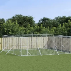MAISON EXCLUSIVE - Chenil d'extérieur pour chiens argenté 6x6x2 m acier galvanisé