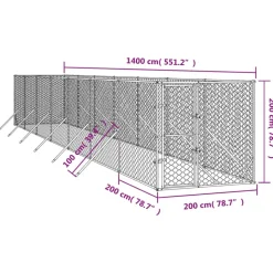 MAISON EXCLUSIVE - Chenil d'extérieur pour chiens argenté 2x14x2 m acier galvanisé