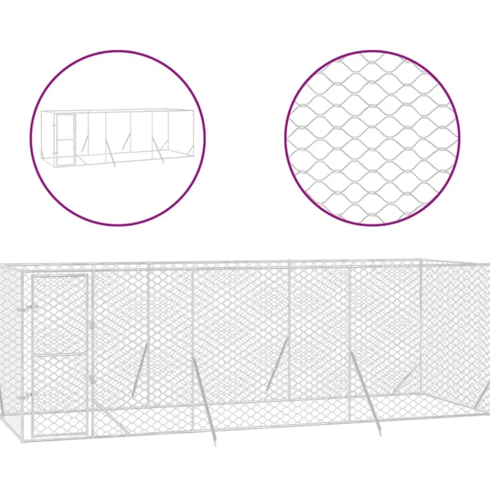 MAISON EXCLUSIVE - Chenil d'extérieur pour chiens argenté 6x2x2 m acier galvanisé