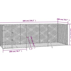 MAISON EXCLUSIVE - Chenil d'extérieur pour chiens argenté 6x2x2 m acier galvanisé