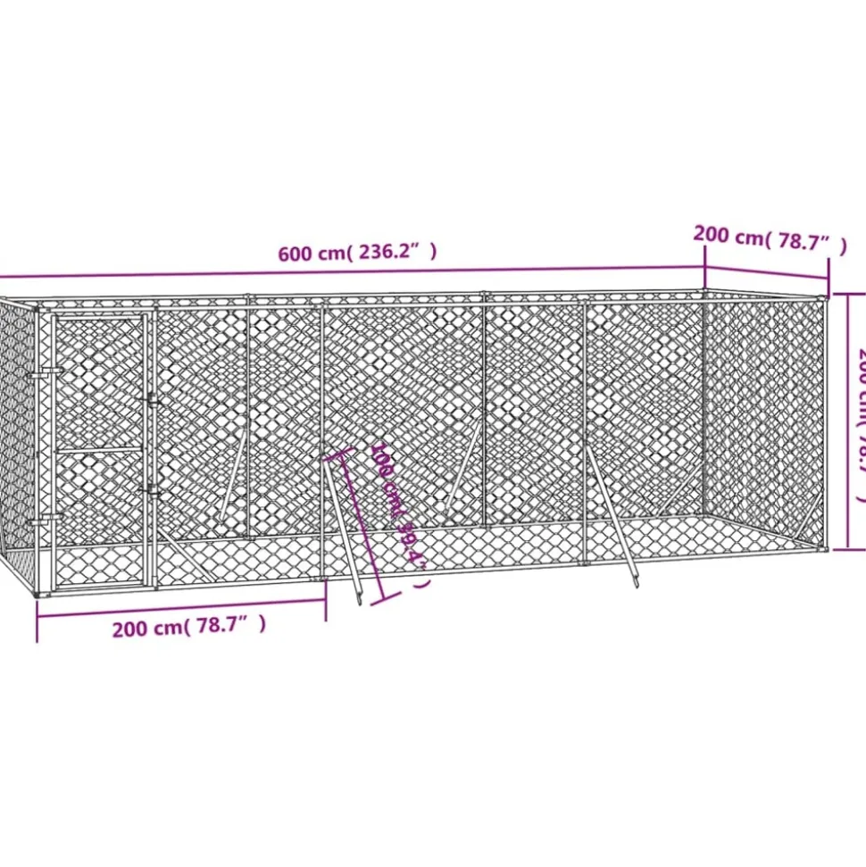 MAISON EXCLUSIVE - Chenil d'extérieur pour chiens argenté 6x2x2 m acier galvanisé