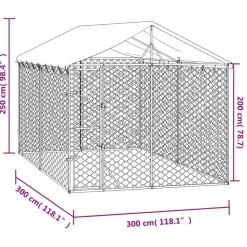 MAISON EXCLUSIVE - Chenil d'extérieur pour chiens avec toit argenté 3x3x2,5 m