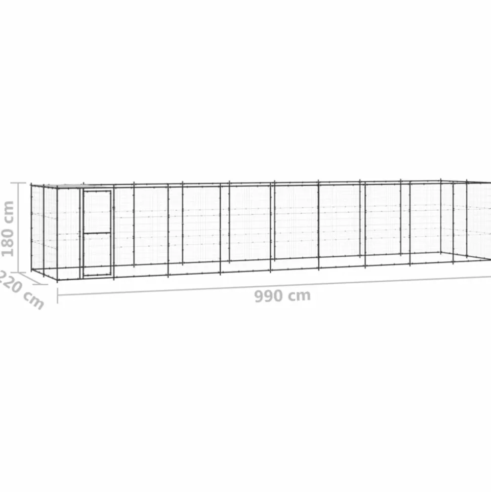 MAISON EXCLUSIVE - Chenil extérieur acier avec toit 21,78 m²