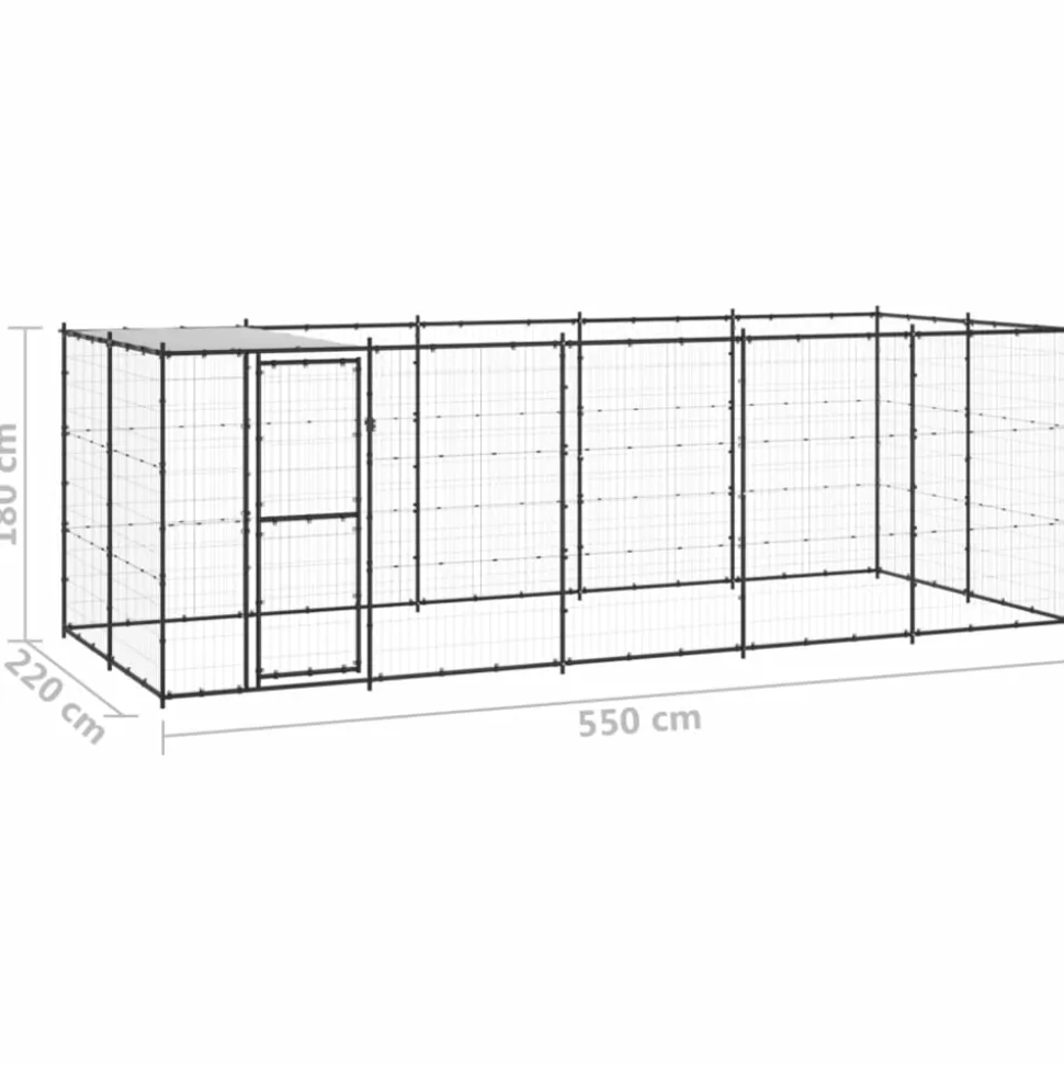 MAISON EXCLUSIVE - Chenil extérieur acier avec toit 12,1 m²