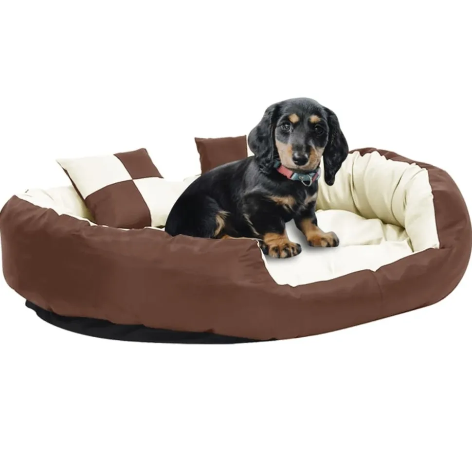 MAISON EXCLUSIVE - Coussin réversible lavable de chien marron et crème 110x80x23cm