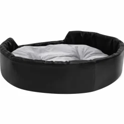 MAISON EXCLUSIVE - Lit chiens noir et gris 90x79x20 cm peluche et similicuir