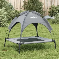 MAISON EXCLUSIVE - Lit pour chien avec auvent anthracite tissu oxford et acier