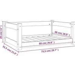 MAISON EXCLUSIVE - Lit pour chien blanc 75,5x55,5x28 cm bois de pin solide