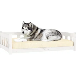 MAISON EXCLUSIVE - Lit pour chien blanc 105,5x75,5x28 cm bois de pin solide
