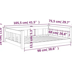 MAISON EXCLUSIVE - Lit pour chien blanc 105,5x75,5x28 cm bois de pin solide