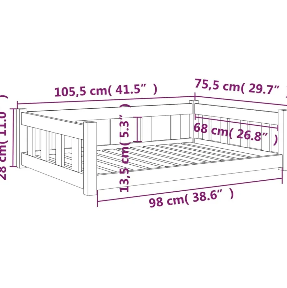 MAISON EXCLUSIVE - Lit pour chien blanc 105,5x75,5x28 cm bois de pin solide