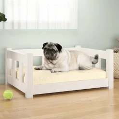 MAISON EXCLUSIVE - Lit pour chien blanc 65,5x50,5x28 cm bois de pin solide