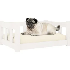MAISON EXCLUSIVE - Lit pour chien blanc 65,5x50,5x28 cm bois de pin solide
