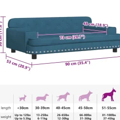 MAISON EXCLUSIVE - Lit pour chien bleu 90x53x30 cm velours