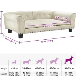 MAISON EXCLUSIVE - Lit pour chien crème 95x55x30 cm velours