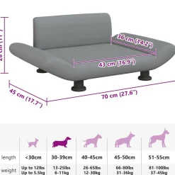 MAISON EXCLUSIVE - Lit pour chien gris clair 70x45x28 cm tissu