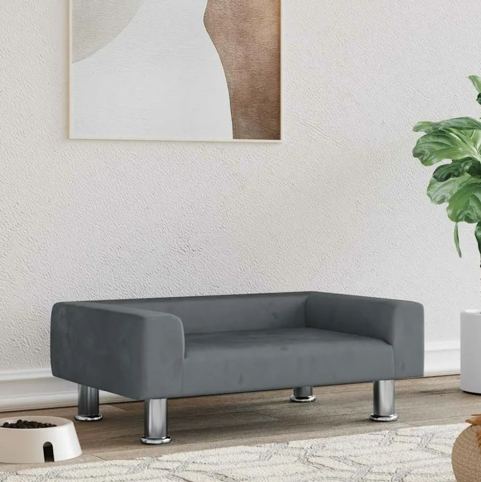 MAISON EXCLUSIVE - Lit pour chien gris foncé 70x45x26,5 cm velours