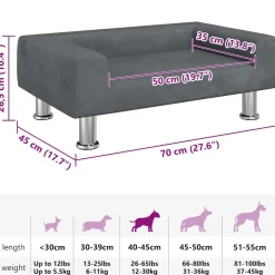 MAISON EXCLUSIVE - Lit pour chien gris foncé 70x45x26,5 cm velours