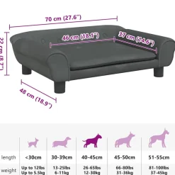 MAISON EXCLUSIVE - Lit pour chien gris foncé 70x48x22 cm velours