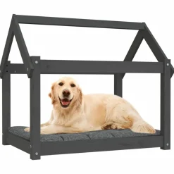 MAISON EXCLUSIVE - Lit pour chien gris 81x60x70 cm bois de pin solide