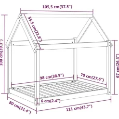 MAISON EXCLUSIVE - Lit pour chien gris 111x80x100 cm bois de pin solide