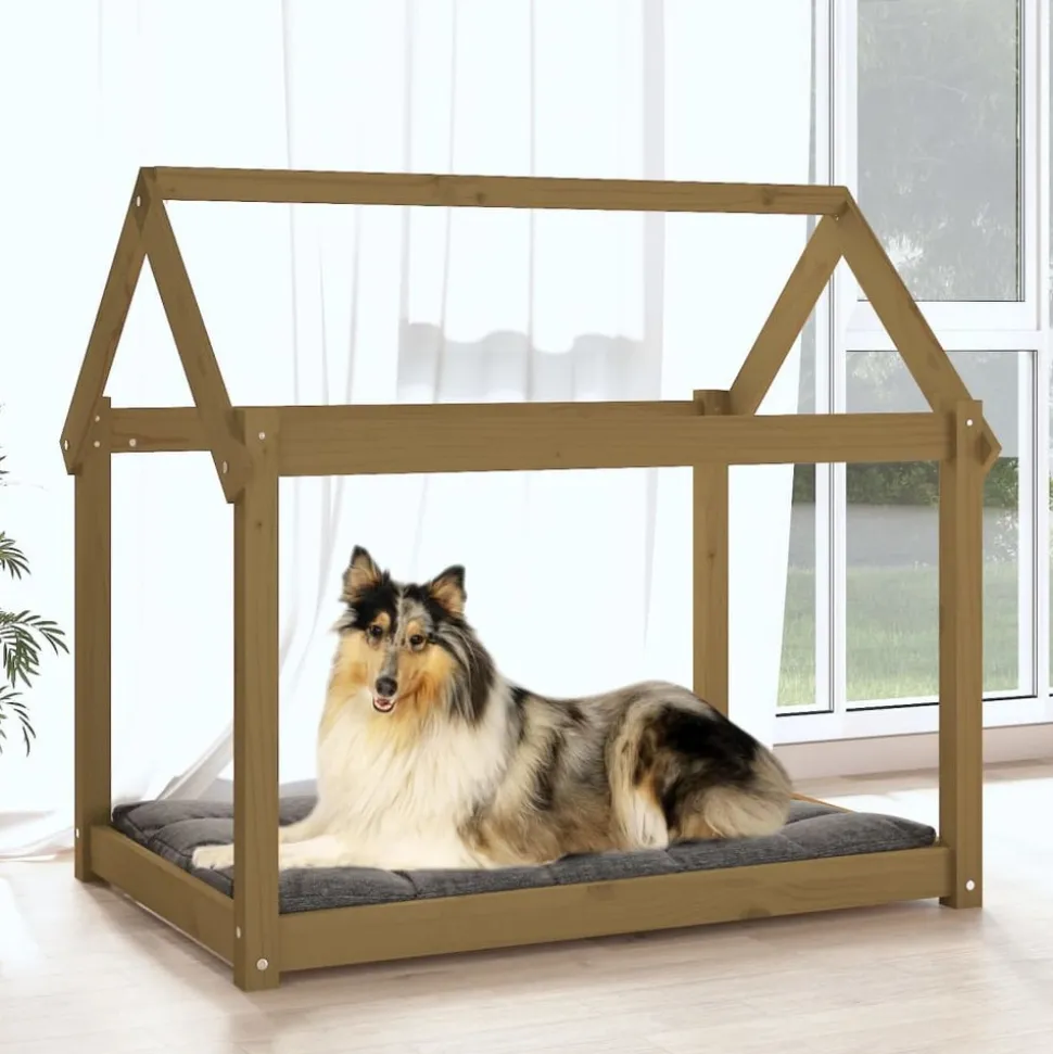 MAISON EXCLUSIVE - Lit pour chien marron miel 101x70x90 cm bois de pin solide