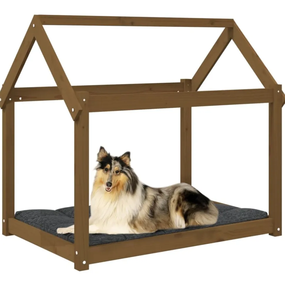 MAISON EXCLUSIVE - Lit pour chien marron miel 101x70x90 cm bois de pin solide