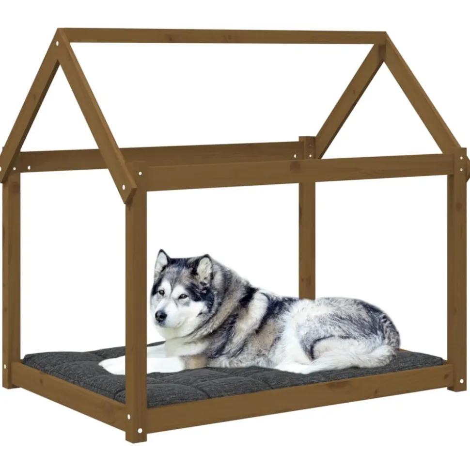 MAISON EXCLUSIVE - Lit pour chien marron miel 111x80x100 cm bois de pin solide