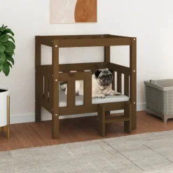 MAISON EXCLUSIVE - Lit pour chien marron miel 65,5x50,5x70 cm bois de pin solide
