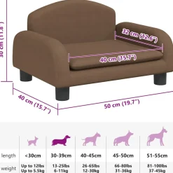 MAISON EXCLUSIVE - Lit pour chien marron 50x40x30 cm tissu