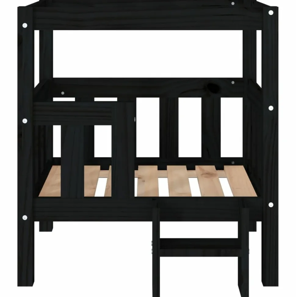 MAISON EXCLUSIVE - Lit pour chien noir 65,5x50,5x70 cm bois de pin solide