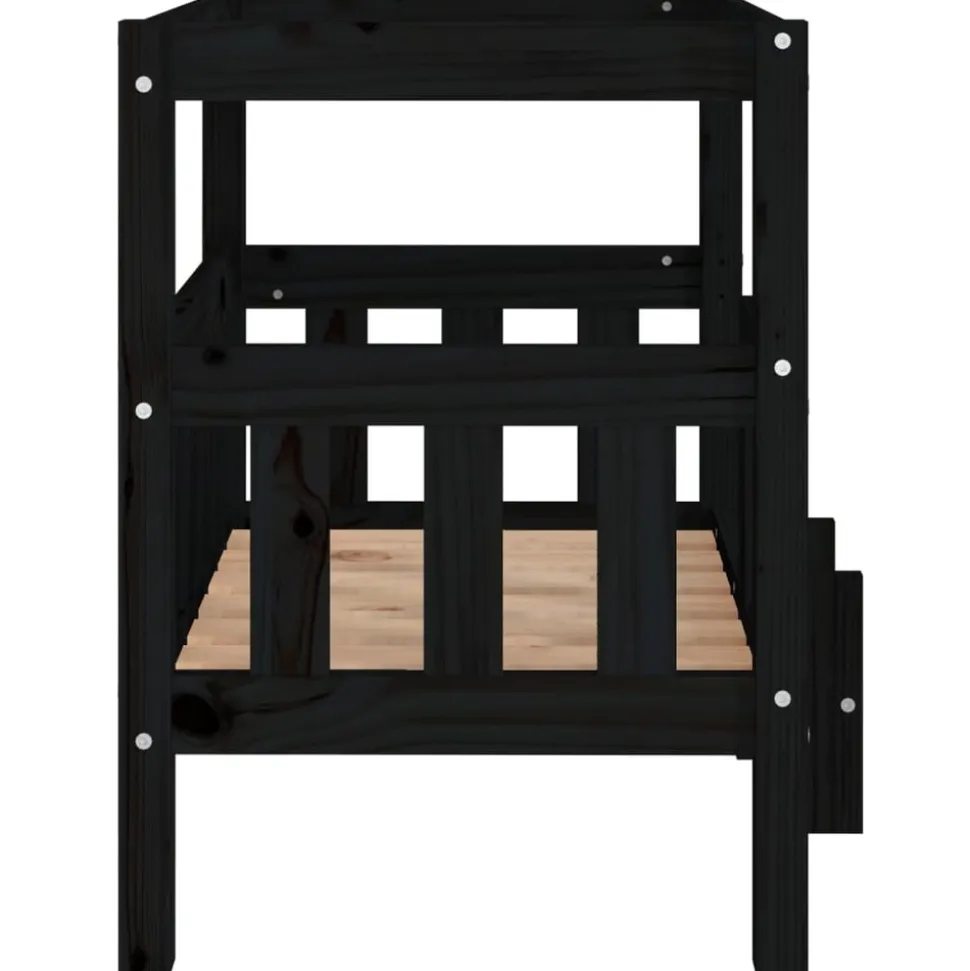 MAISON EXCLUSIVE - Lit pour chien noir 65,5x50,5x70 cm bois de pin solide