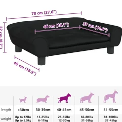 MAISON EXCLUSIVE - Lit pour chien noir 70x48x22 cm velours
