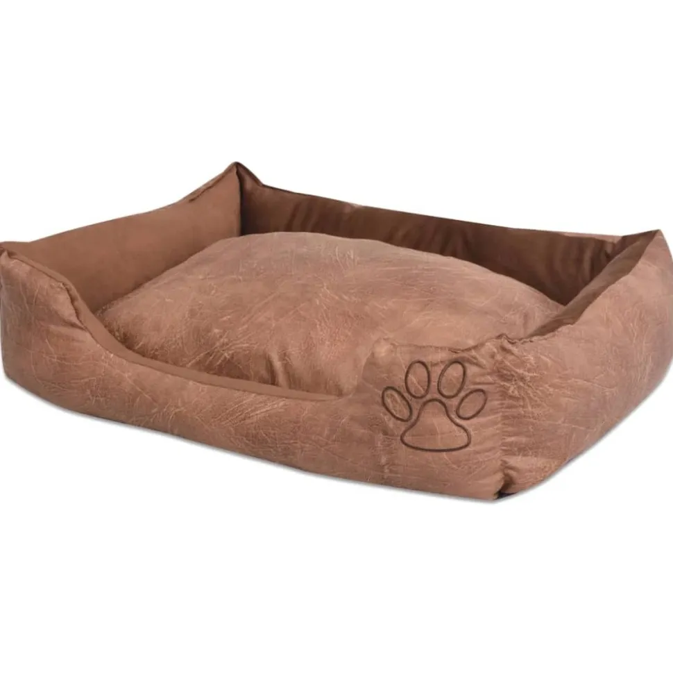 MAISON EXCLUSIVE - Lit pour chiens avec coussin cuir artificiel pu taille m beige
