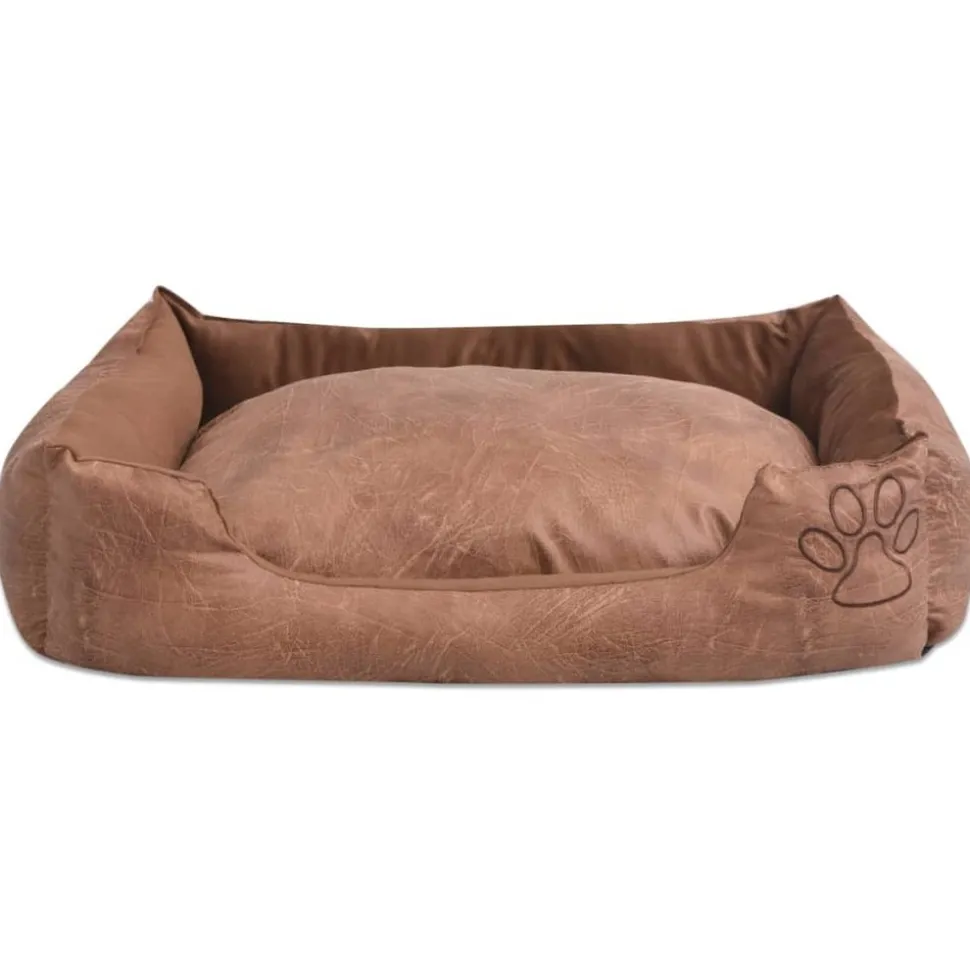 MAISON EXCLUSIVE - Lit pour chiens avec coussin cuir artificiel pu taille m beige