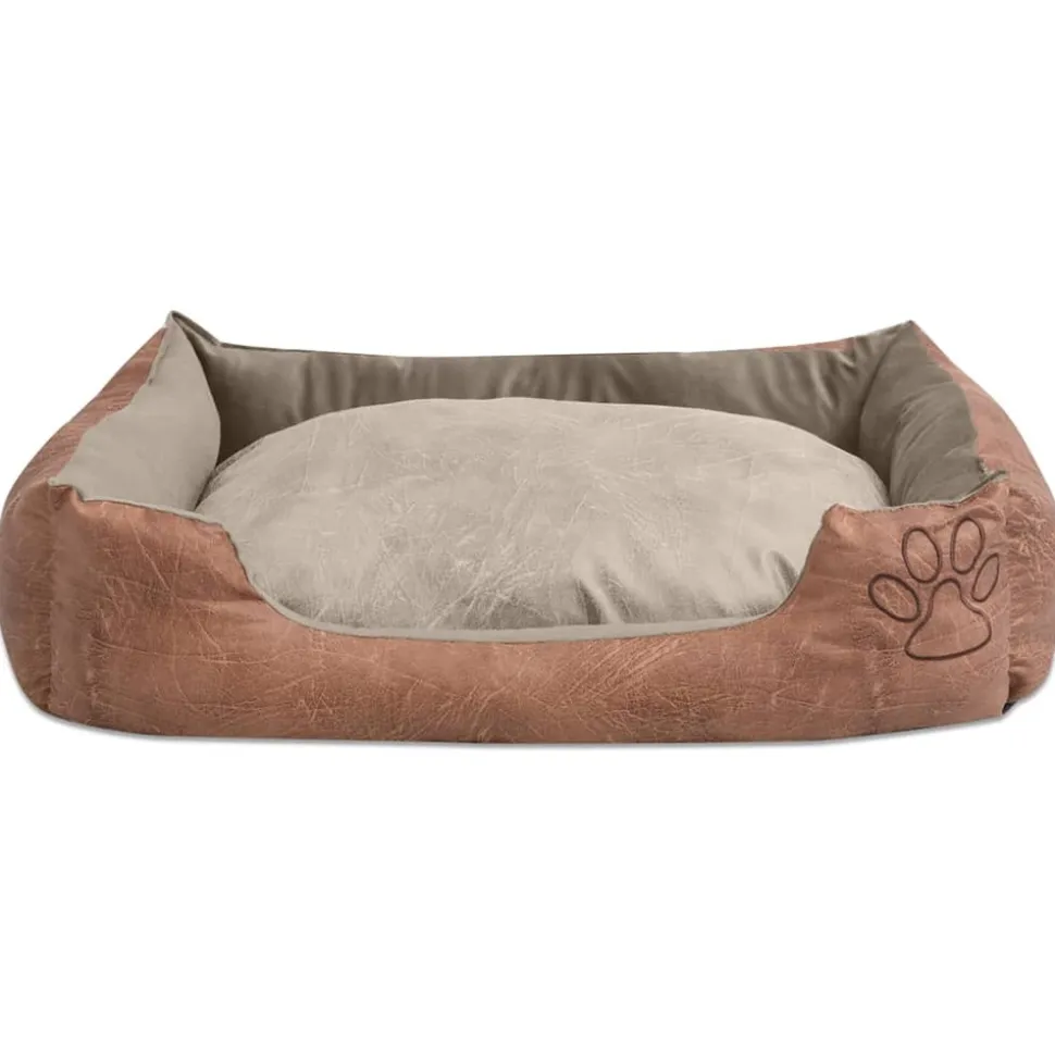 MAISON EXCLUSIVE - Lit pour chiens avec coussin cuir artificiel pu taille xl beige
