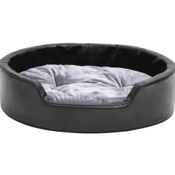 MAISON EXCLUSIVE - Lit pour chiens noir et gris 69x59x19 cm peluche et similicuir