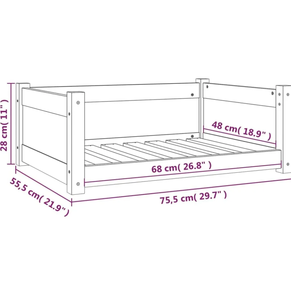 MAISON EXCLUSIVE - Lit pour chien 75,5x55,5x28 cm bois massif de pin