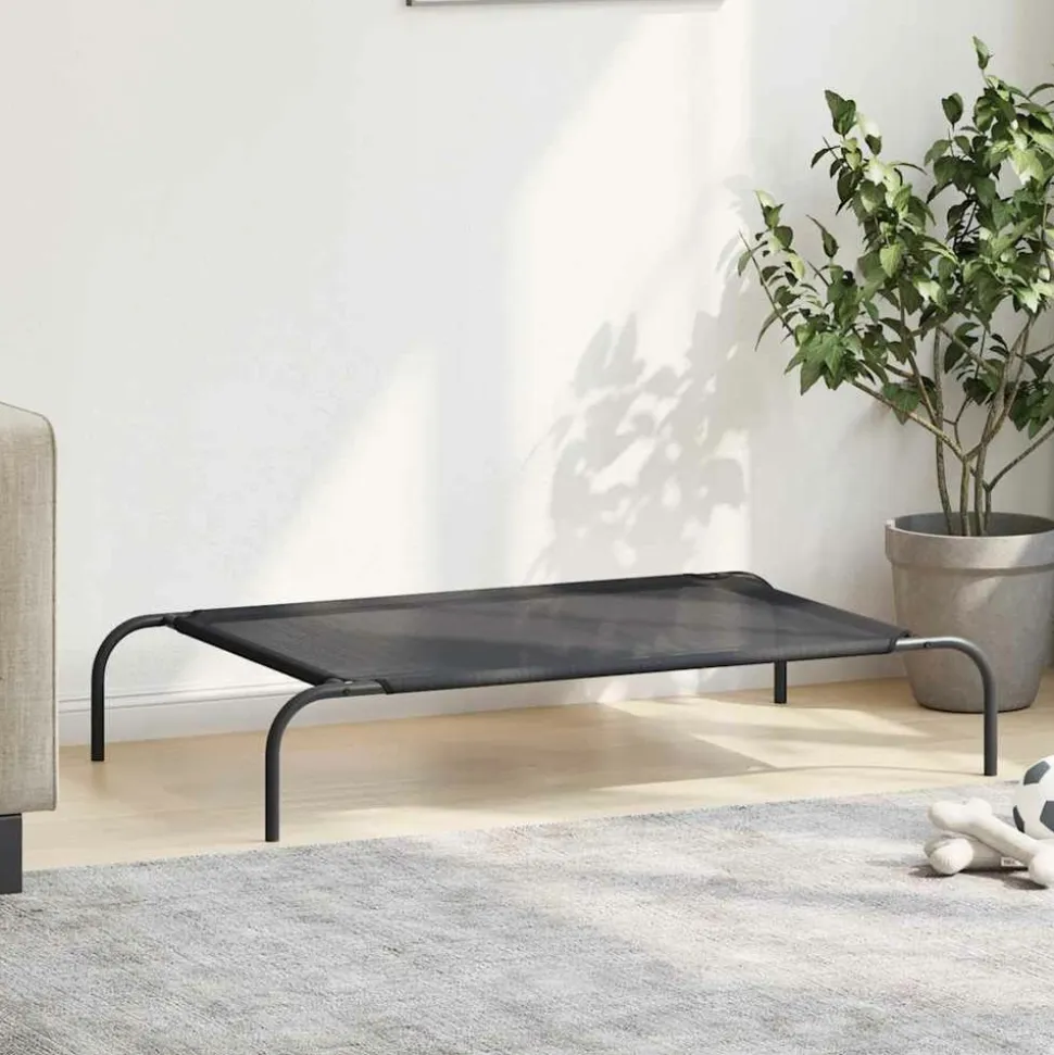 MAISON EXCLUSIVE - Lit surélevé pour chien noir l textilène