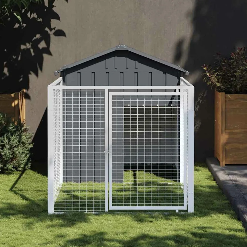 MAISON EXCLUSIVE - Niche pour chien avec cour anthracite 117x201x123 cm