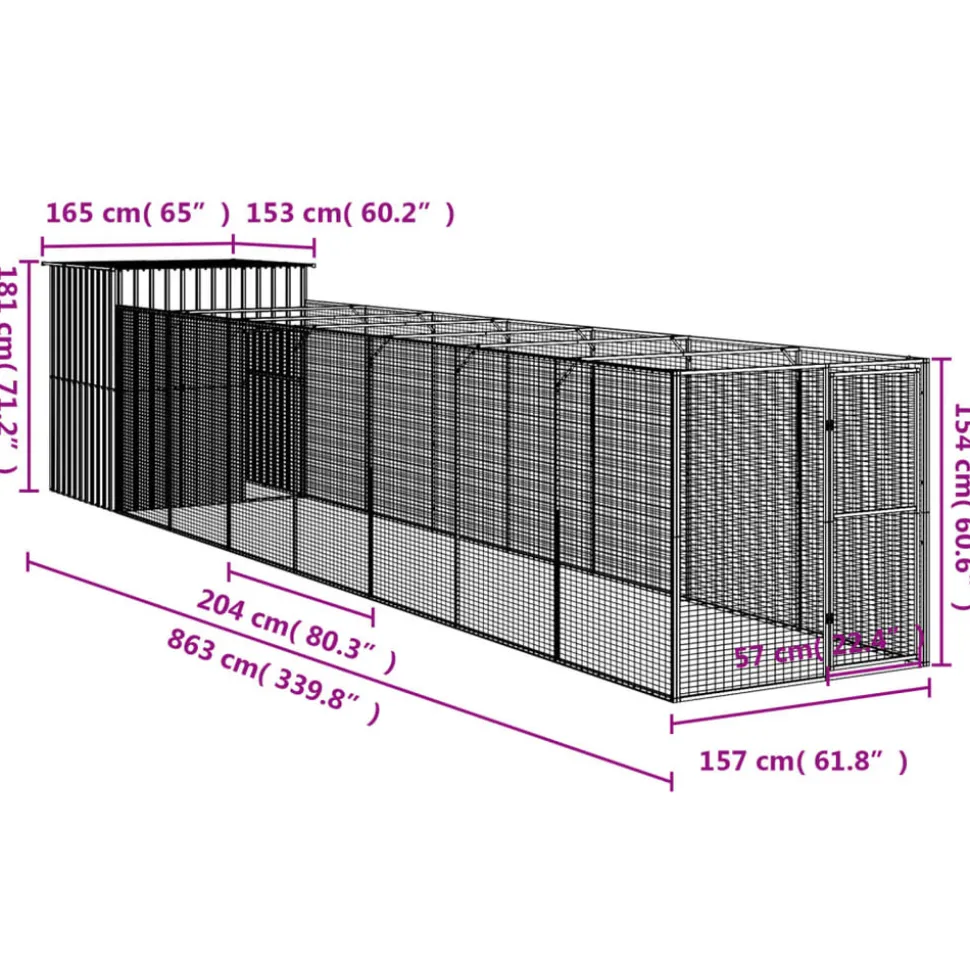 MAISON EXCLUSIVE - Niche pour chien avec cour gris clair 165x863x181 cm