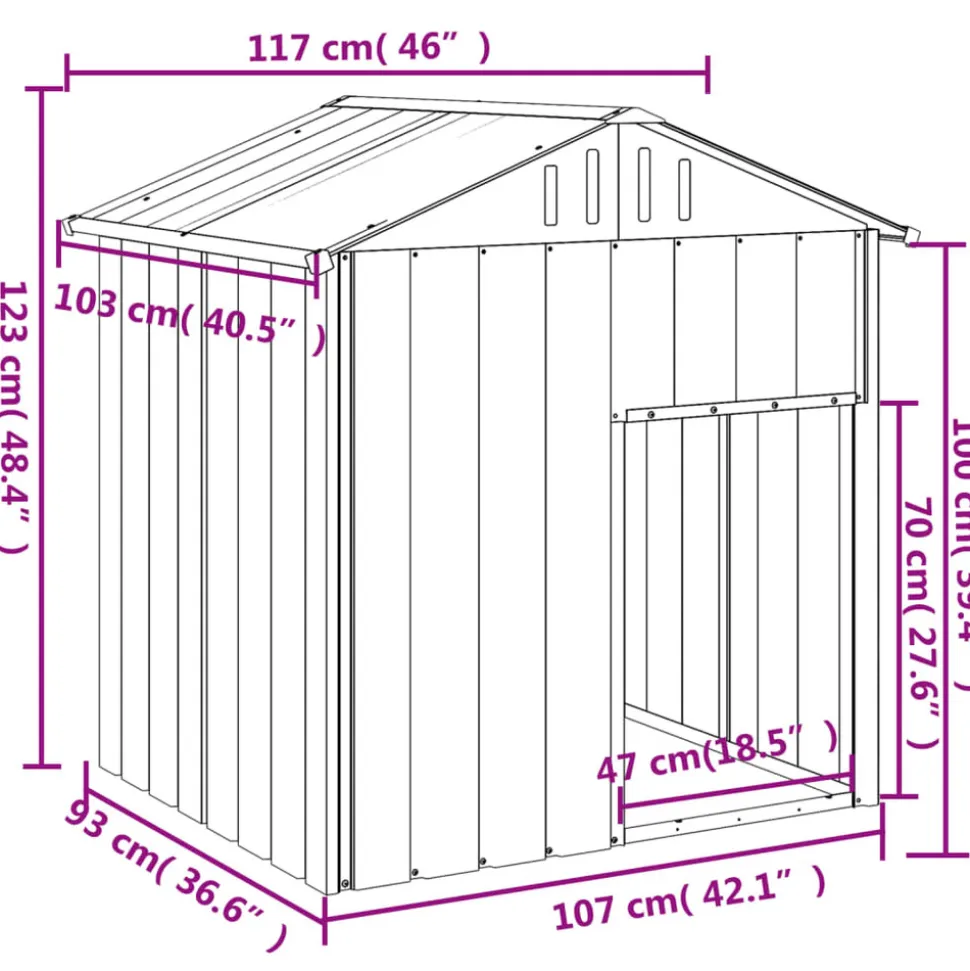 MAISON EXCLUSIVE - Niche pour chien avec toit anthracite acier galvanisé