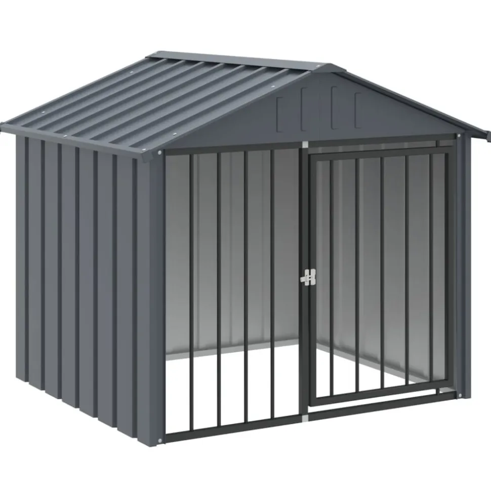 MAISON EXCLUSIVE - Niche pour chien avec toit noir 117x103x102 cm acier galvanisé