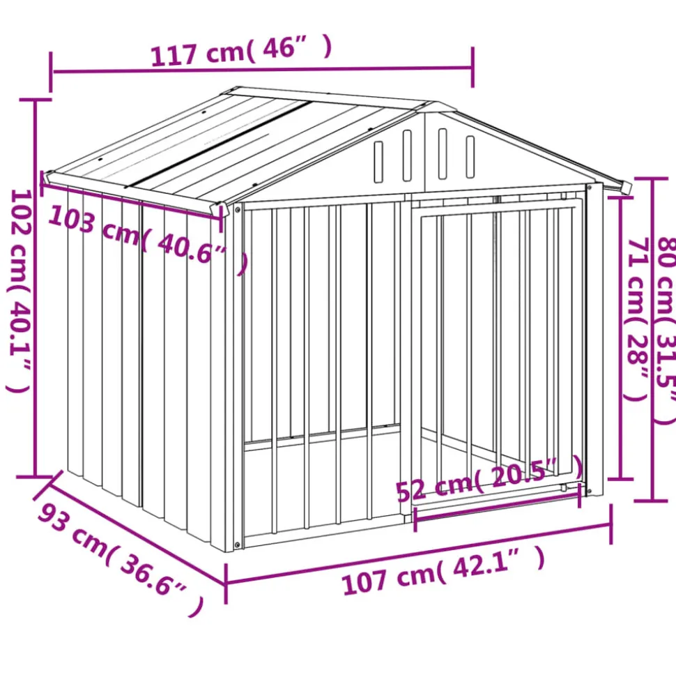 MAISON EXCLUSIVE - Niche pour chien avec toit noir 117x103x102 cm acier galvanisé