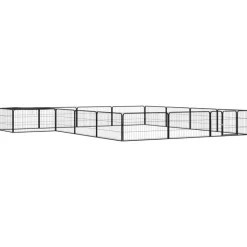 MAISON EXCLUSIVE - Parc pour chien 16panneaux noir 100x50cm acier enduit de poudre