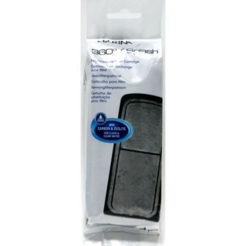 MARINA - Filtre de rechange - - 4 filtres - charbon - zéolite - pour aquariums splash et 360°